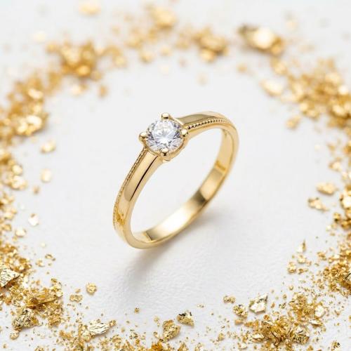 Годежен златен пръстен с циркон