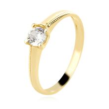 Годежен златен пръстен с циркон