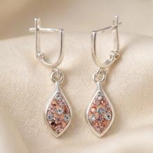 Сребърни Обеци С Кристали От Sw® SO159 Peach Gold