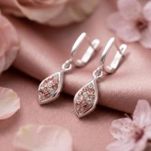 Сребърни Обеци С Кристали От Sw® SO159 Peach Gold