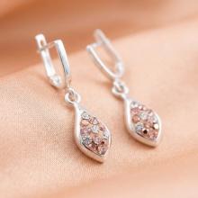 Сребърни Обеци С Кристали От Sw® SO159 Peach Gold
