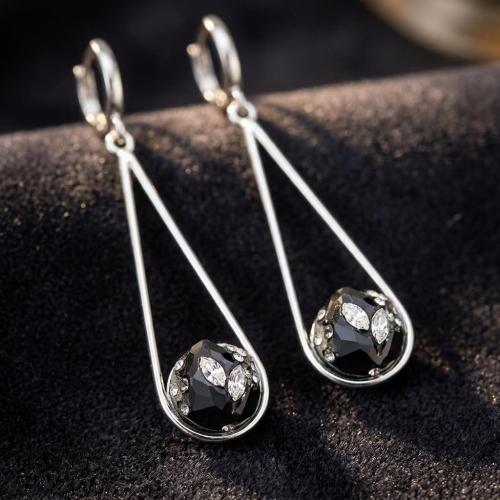 Сребърни Обеци С Кристали От Sw® SO303 Black Marquise