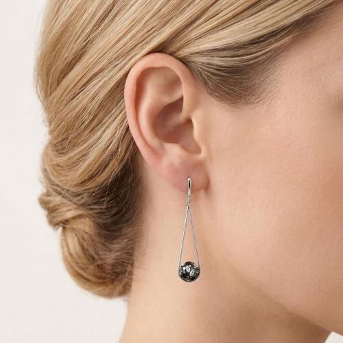 Сребърни Обеци С Кристали От Sw® SO303 Black Marquise