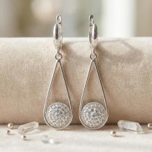 Сребърни обеци с кристали от Sw® SO303 Crystal
