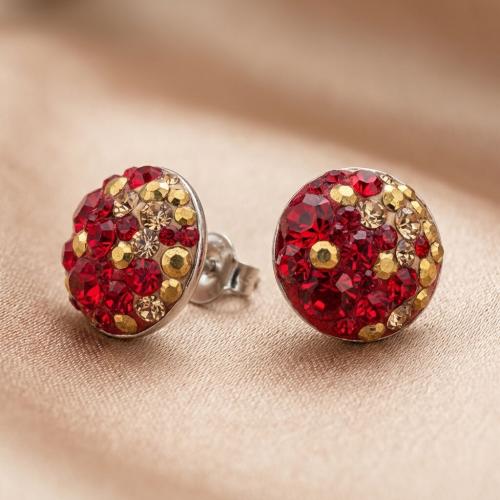 Сребърни обеци с кристали от Sw® Кръговрат Golden Red Сребърни обеци с кристали от Sw® Кръговрат Golden Red