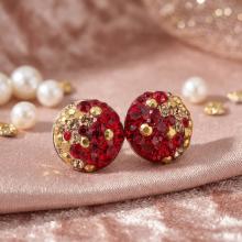 Сребърни обеци с кристали от Sw® Кръговрат Golden Red Сребърни обеци с кристали от Sw® Кръговрат Golden Red