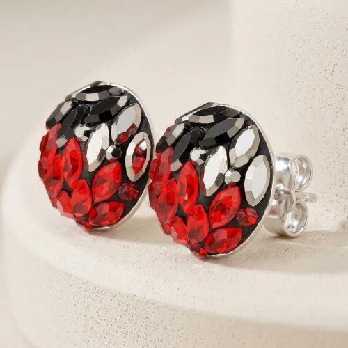 Сребърни обеци с кристали от Sw® Кръговрат Red Hematite