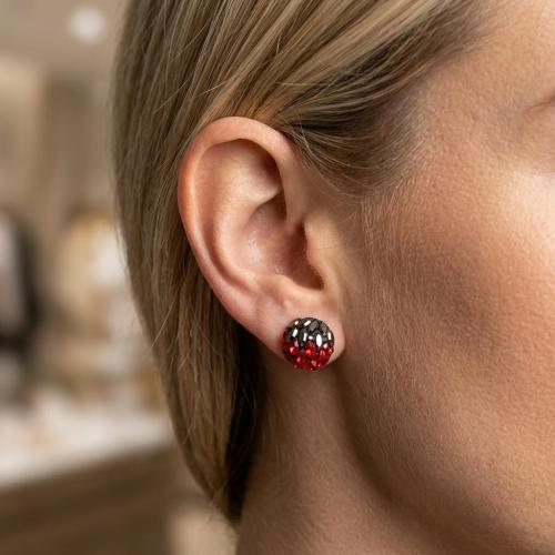 Сребърни обеци с кристали от Sw® Кръговрат Red Hematite