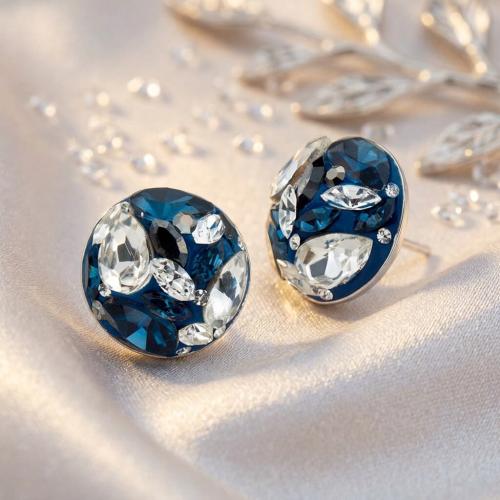 Сребърни обеци с кристали от Sw® Кръговрат Royal