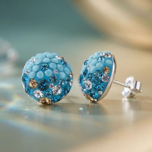 Сребърни обеци с кристали от Sw® Кръговрат Yacht Blue