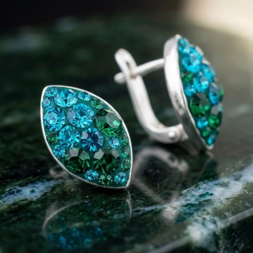 Сребърни обеци Elara Blue Zircon and Emerald