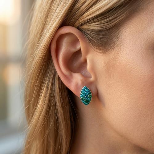 Сребърни обеци Elara Blue Zircon and Emerald