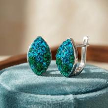 Сребърни обеци Elara Blue Zircon and Emerald