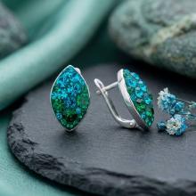 Сребърни обеци Elara Blue Zircon and Emerald