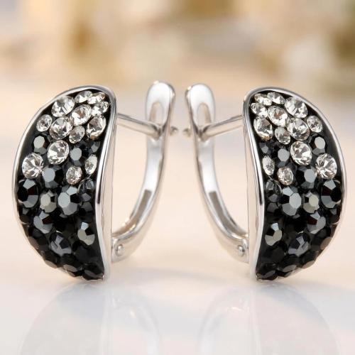 Сребърни обеци с кристали от Sw® SO320 Jet, Hematite and Crystal