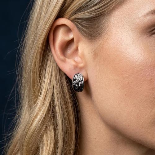 Сребърни обеци с кристали от Sw® SO320 Jet, Hematite and Crystal