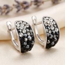 Сребърни обеци с кристали от Sw® SO320 Jet, Hematite and Crystal