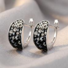 Сребърни обеци с кристали от Sw® SO320 Jet, Hematite and Crystal