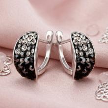 Сребърни обеци с кристали от Sw® SO320 Jet, Hematite and Crystal