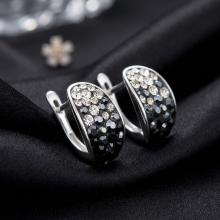 Сребърни обеци с кристали от Sw® SO320 Jet, Hematite and Crystal