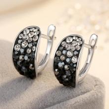Сребърни обеци с кристали от Sw® SO320 Jet, Hematite and Crystal
