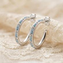 Сребърни обеци с кристали от Sw® Celeste Deep Blue