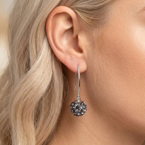 Сребърни обеци с кристали от Sw® SO331 Grey Boutique