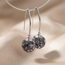 Сребърни обеци с кристали от Sw® SO331 Grey Boutique