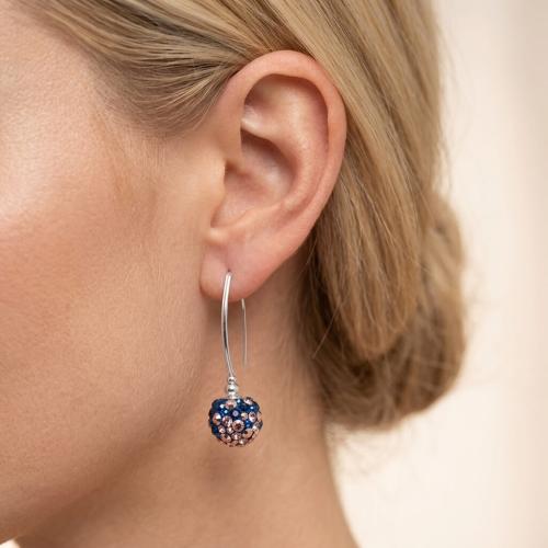 Сребърни обеци с кристали от Sw® SO331 Metallic Rose Gold