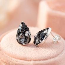 Сребърни обеци Капка с кристали от Sw® SO334 Black Marquise Сребърни обеци Капка с кристали от Sw® SO334 Black Marquise