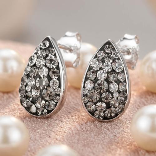 Сребърни обеци Капка с кристали от Sw® Crystal & Steel