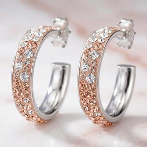 Сребърни обеци с кристали от Sw® SO342 Peach Gold