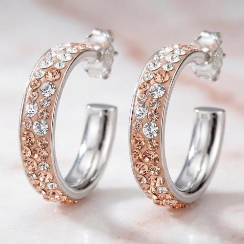 Сребърни обеци с кристали от Sw® SO342 Peach Gold