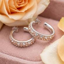 Сребърни обеци с кристали от Sw® SO342 Peach Gold