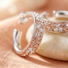 Сребърни обеци с кристали от Sw® SO342 Peach Gold