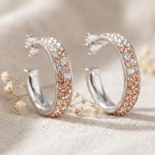 Сребърни обеци с кристали от Sw® SO342 Peach Gold
