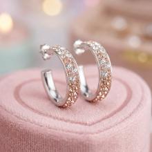 Сребърни обеци с кристали от Sw® SO342 Peach Gold