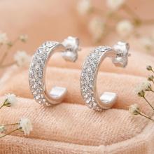 Сребърни обеци Халки Crystal