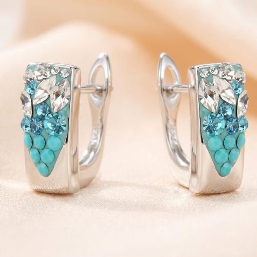 Сребърни обеци с кристали от Sw® SO348 Blue Drops
