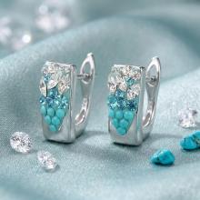 Сребърни обеци с кристали от Sw® SO348 Blue Drops Сребърни обеци с кристали от Sw® SO348 Blue Drops