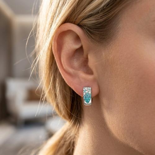 Сребърни обеци с кристали от Sw® SO348 Blue Drops