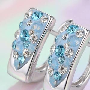 Сребърни обеци с кристали от Sw® SO348 Deep Blue
