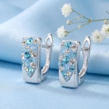 Сребърни обеци с кристали от Sw® SO348 Deep Blue Сребърни обеци с кристали от Sw® SO348 Deep Blue