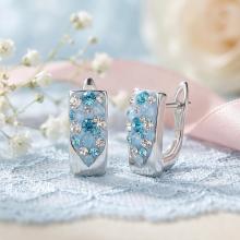 Сребърни обеци с кристали от Sw® SO348 Deep Blue Сребърни обеци с кристали от Sw® SO348 Deep Blue