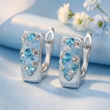 Сребърни обеци с кристали от Sw® SO348 Deep Blue Сребърни обеци с кристали от Sw® SO348 Deep Blue