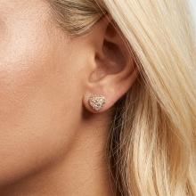 Сребърни обеци сърца с кристали от Sw® Peach Gold