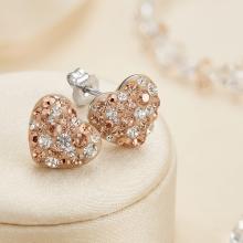 Сребърни обеци сърца с кристали от Sw® Peach Gold