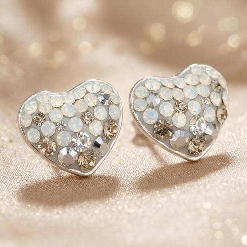 Сребърни обеци сърца с кристали от Sw® Silver Shade