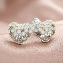 Сребърни обеци сърца с кристали от Sw® Silver Shade