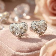 Сребърни обеци сърца с кристали от Sw® Silver Shade